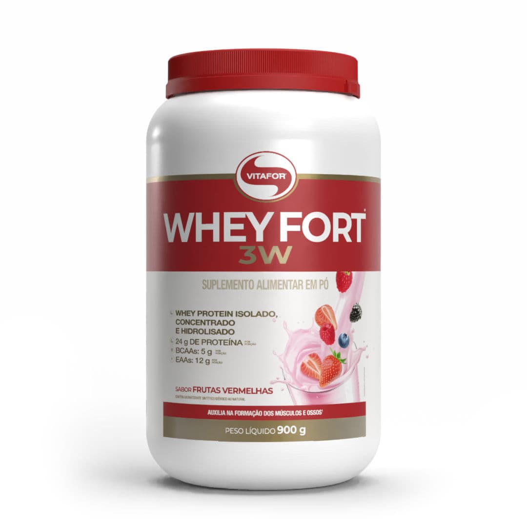 WHEY FORT® 3W Sabor Frutas Vermelhas 900g